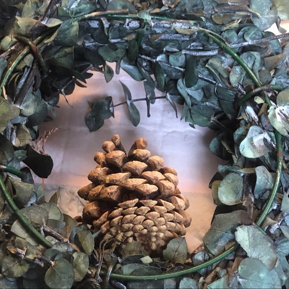 Wreath, Eucalyptus, Red Berries & Ribbon &Pinecone - Picture 9 of 16